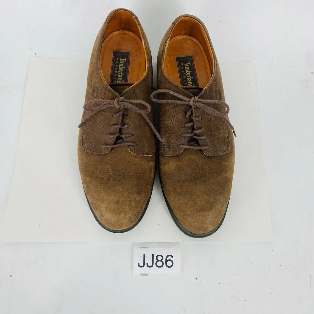 Timberland Waterproof Genine Pebbled Leather Derby Shoes Size 9.5 M Oxford Brown
